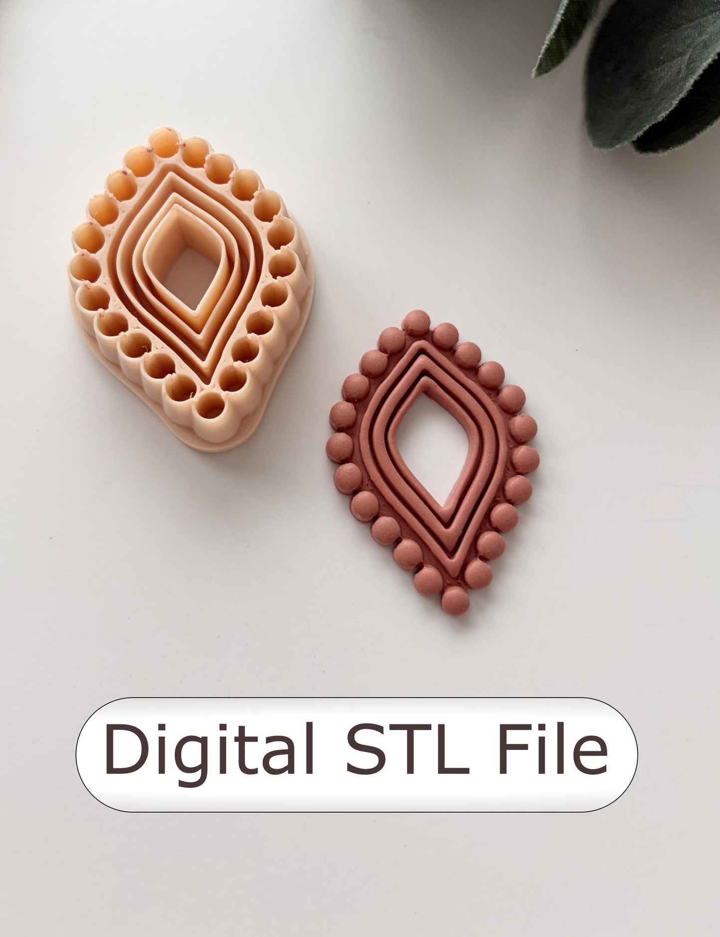 Bead Border Elegant Petal Polymer Clay Cutter - Digital STL File