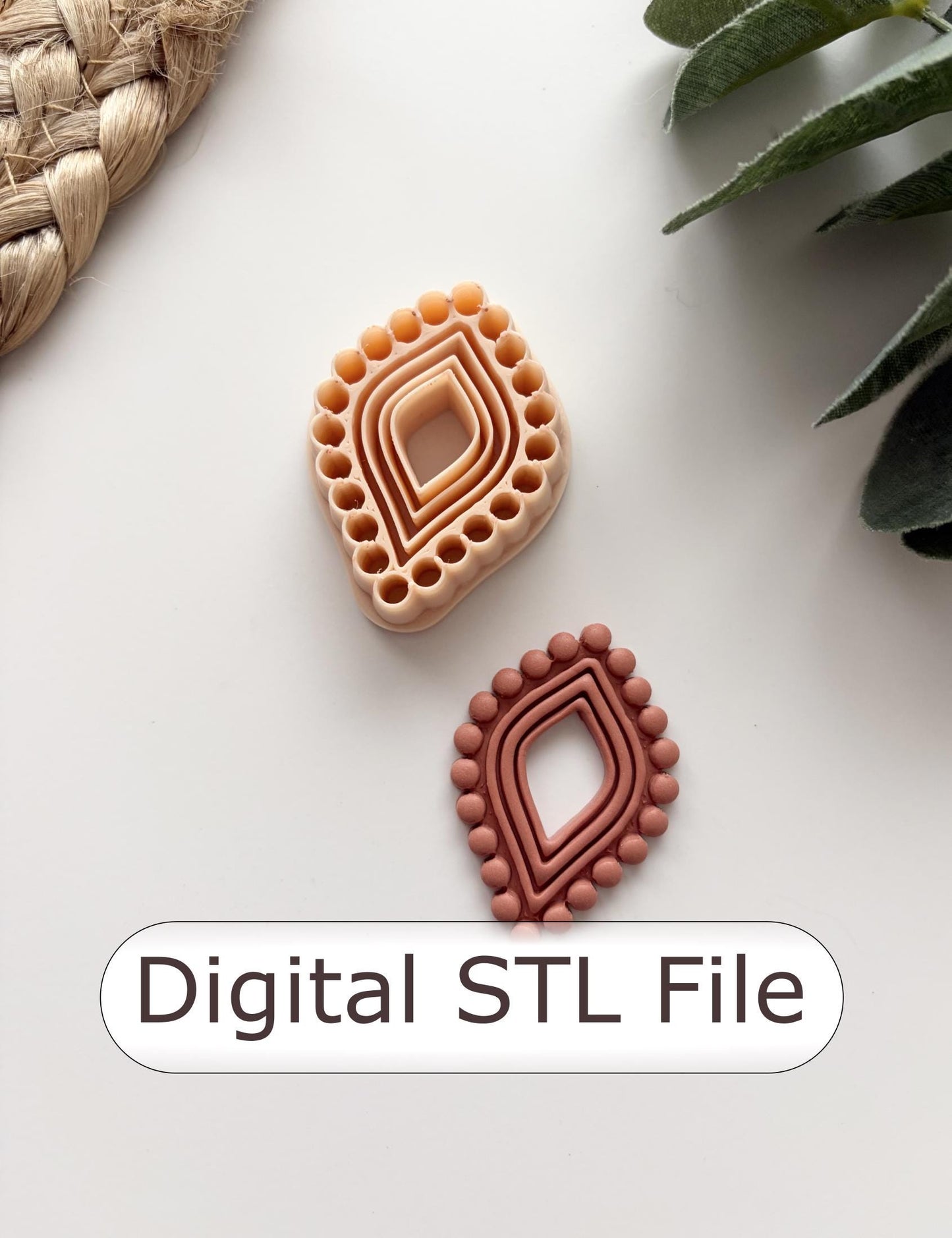 Bead Border Elegant Petal Polymer Clay Cutter - Digital STL File