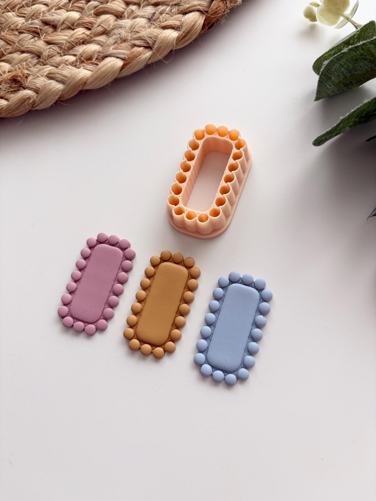 Bead Border Rounded Rectangle Polymer Clay Cutter