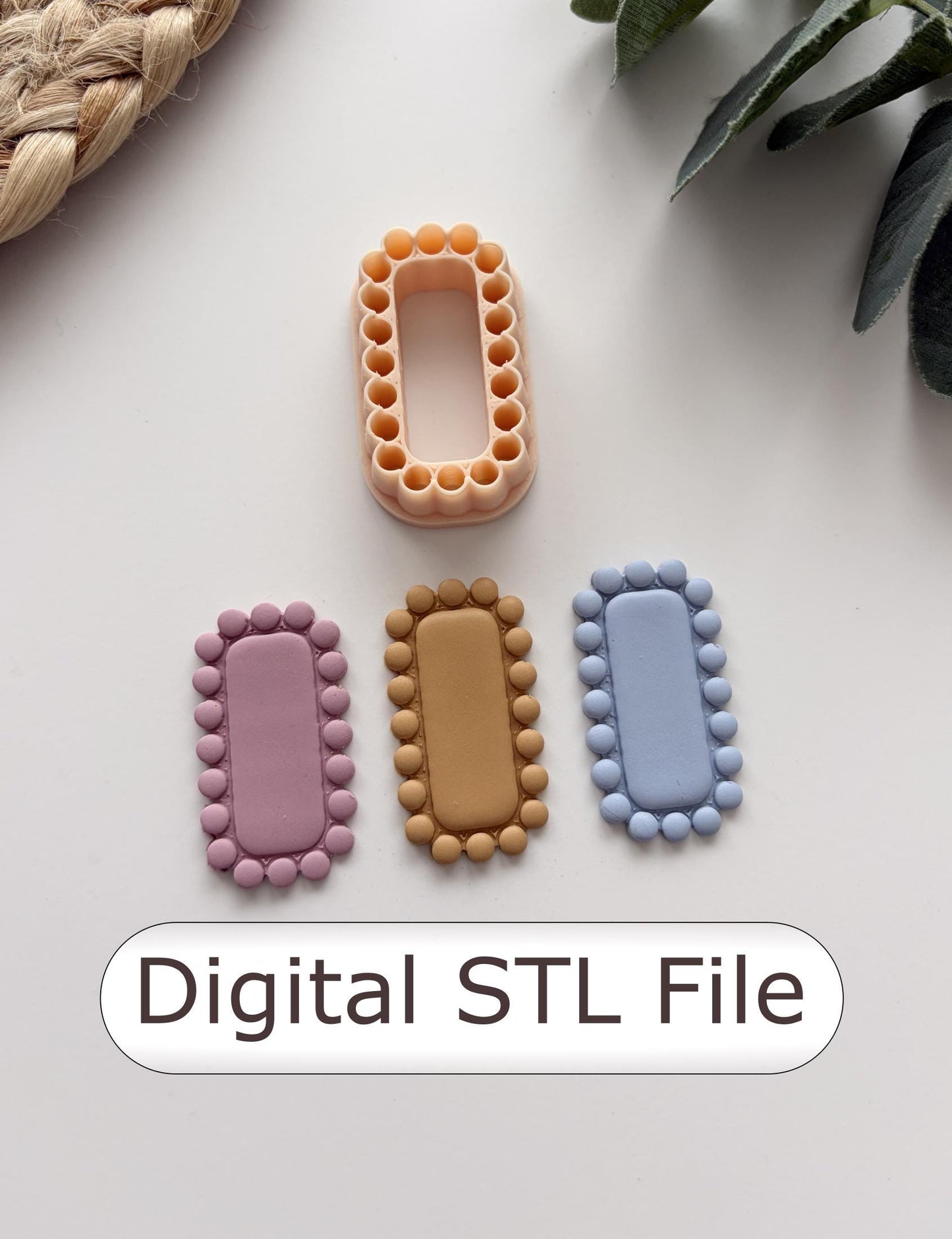 Bead Border Rounded Rectangle Polymer Clay Cutter - Digital STL File