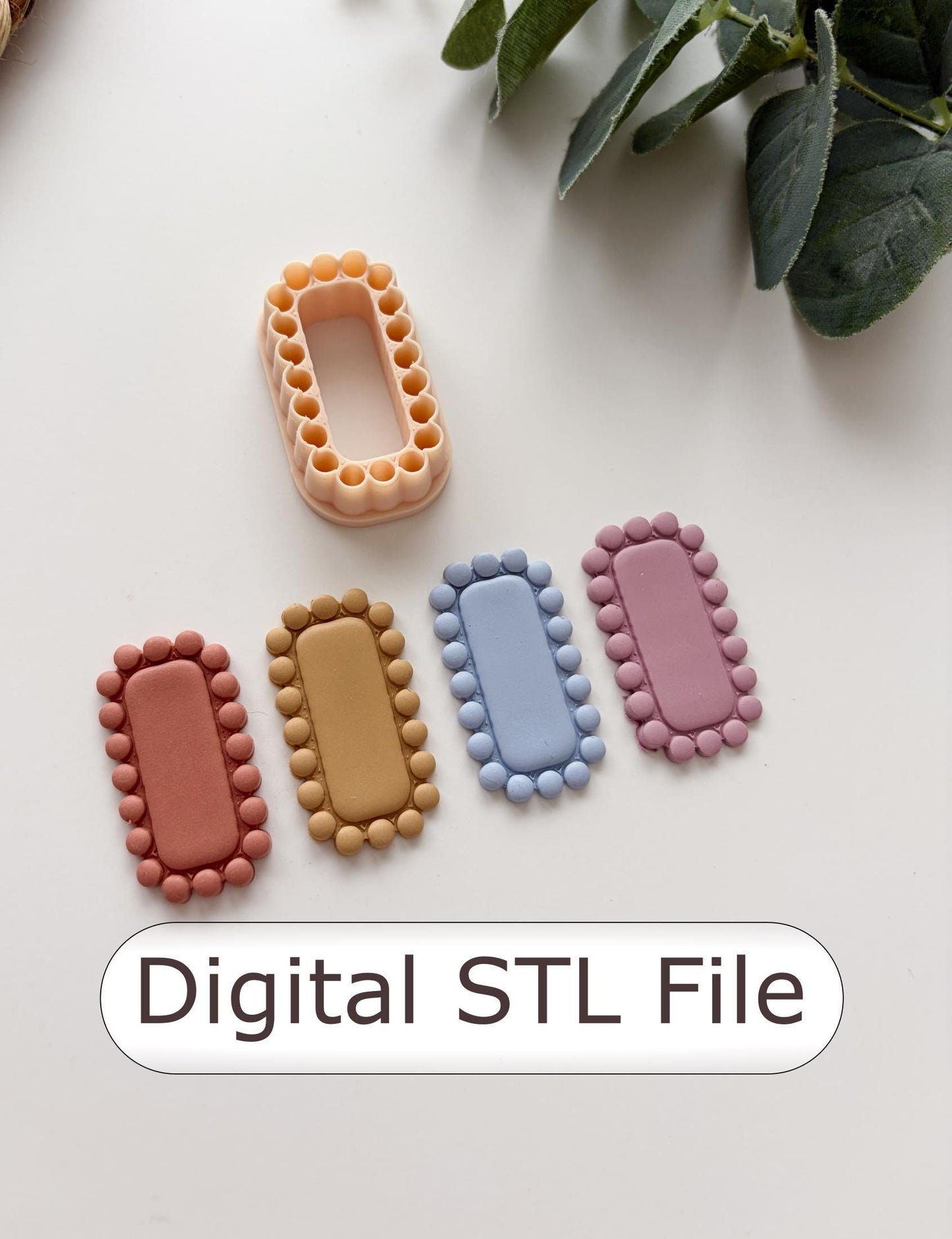 Bead Border Rounded Rectangle Polymer Clay Cutter - Digital STL File
