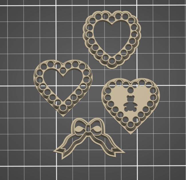 Bead Border Hearts Polymer Clay Cutter - Digital STL File