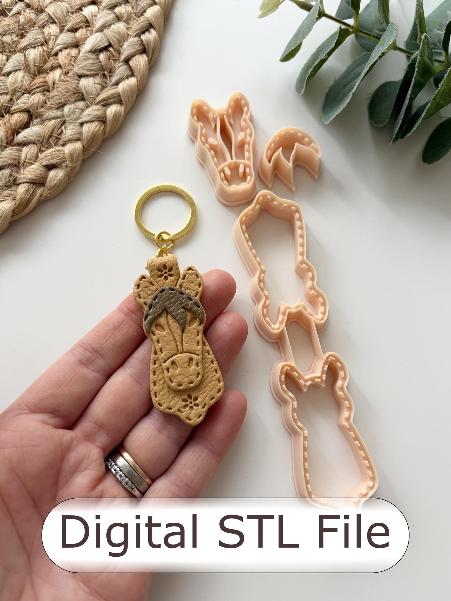 Cowgirl Horse Head Keyring Polymer Clay Cutter - Digital STL File