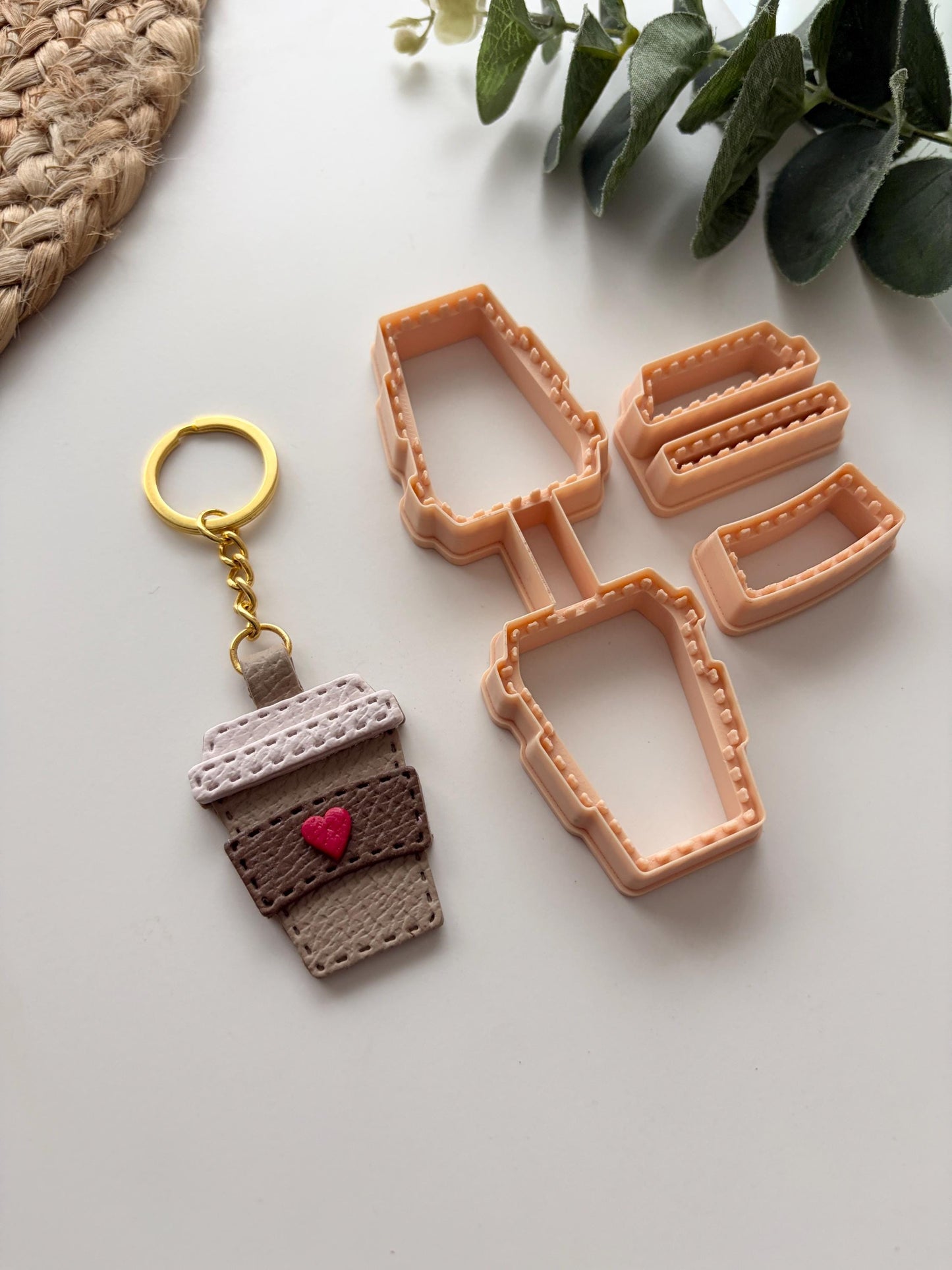 Takeaway Cup Coffee Keyring Polymer Clay Cutter