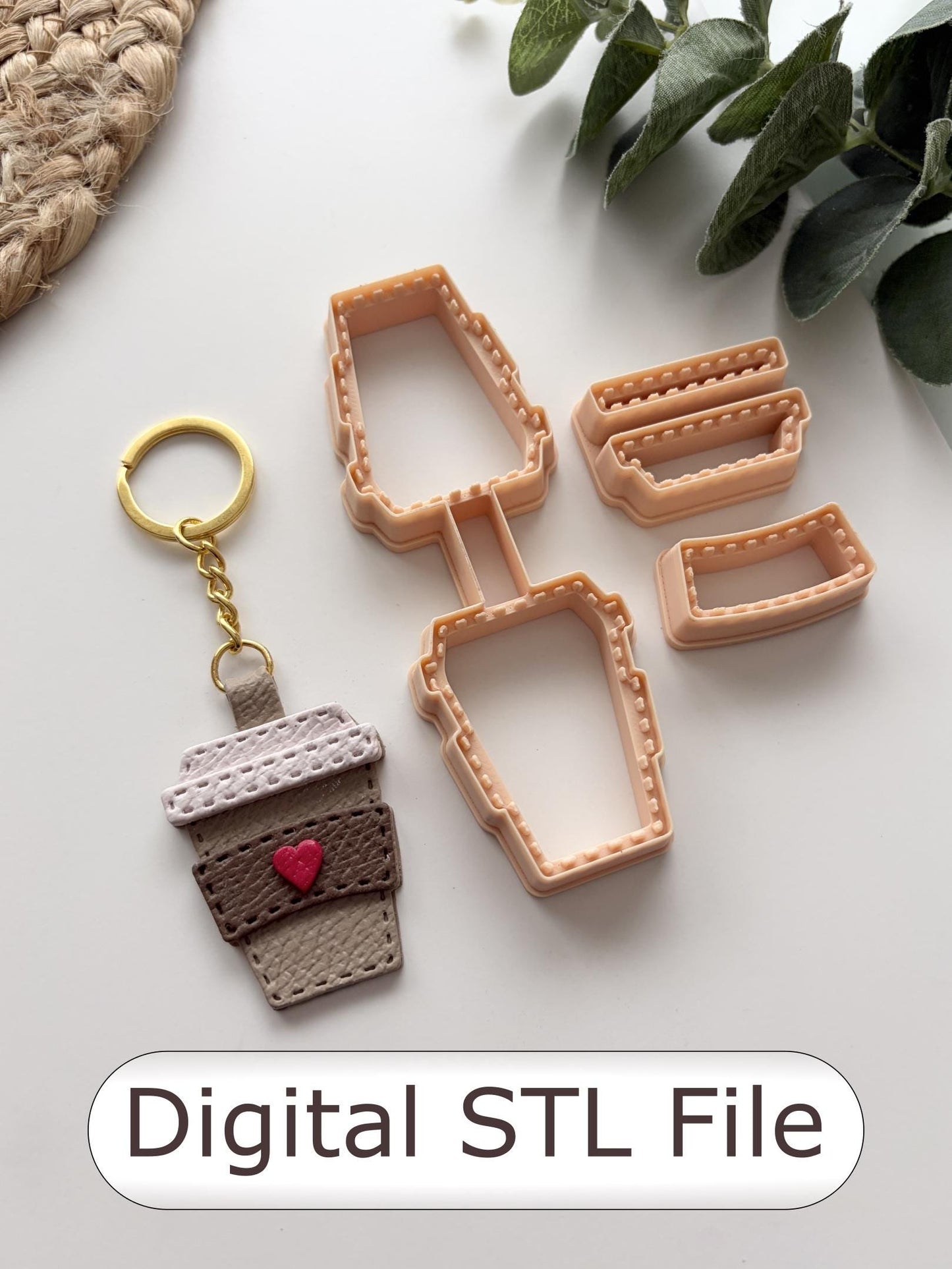 Coffee Takeaway Cup Keyring Polymer Clay Cutter - Digital STL File