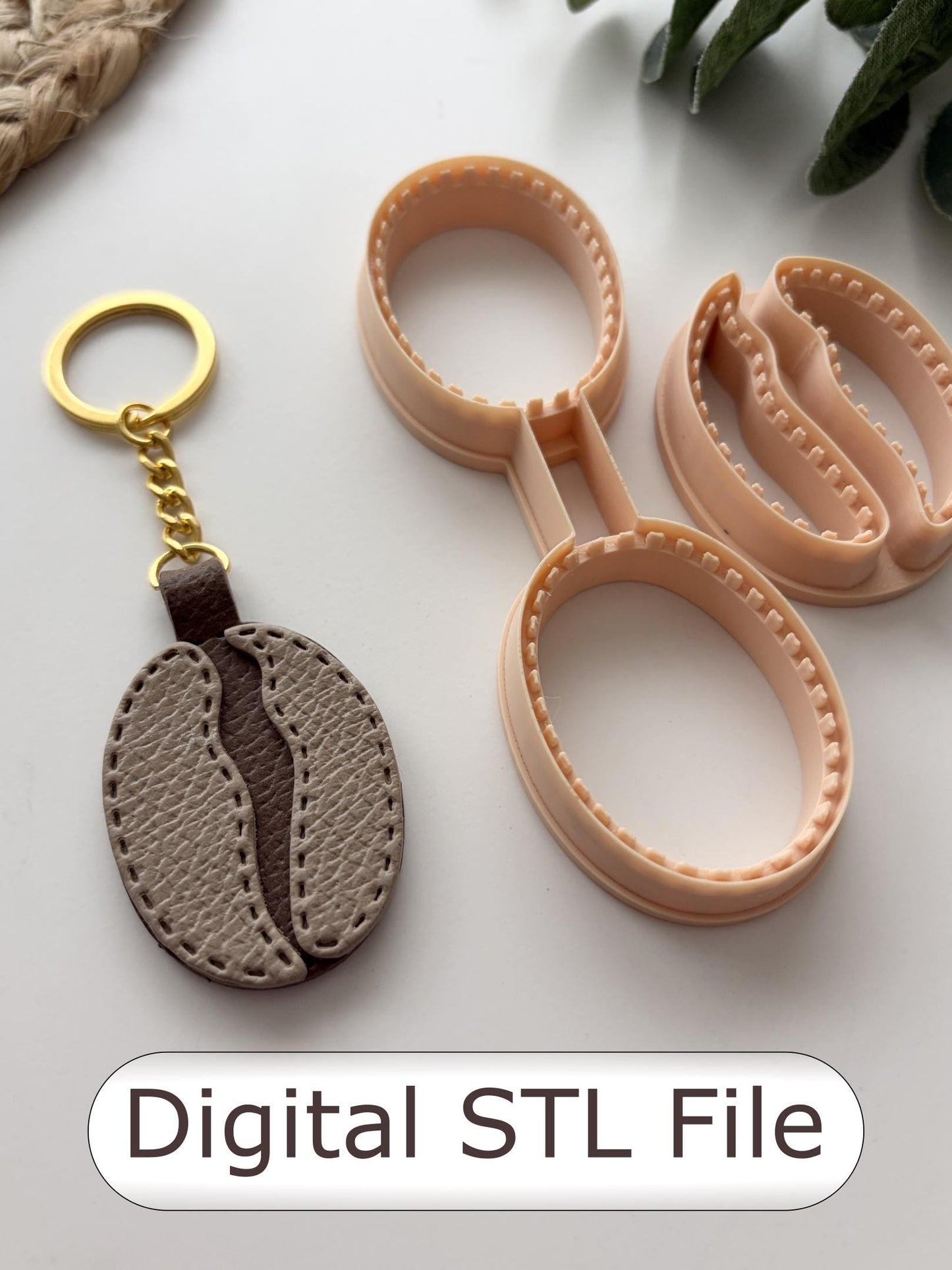 Coffee Bean Keyring Polymer Clay Cutter - Digital STL File