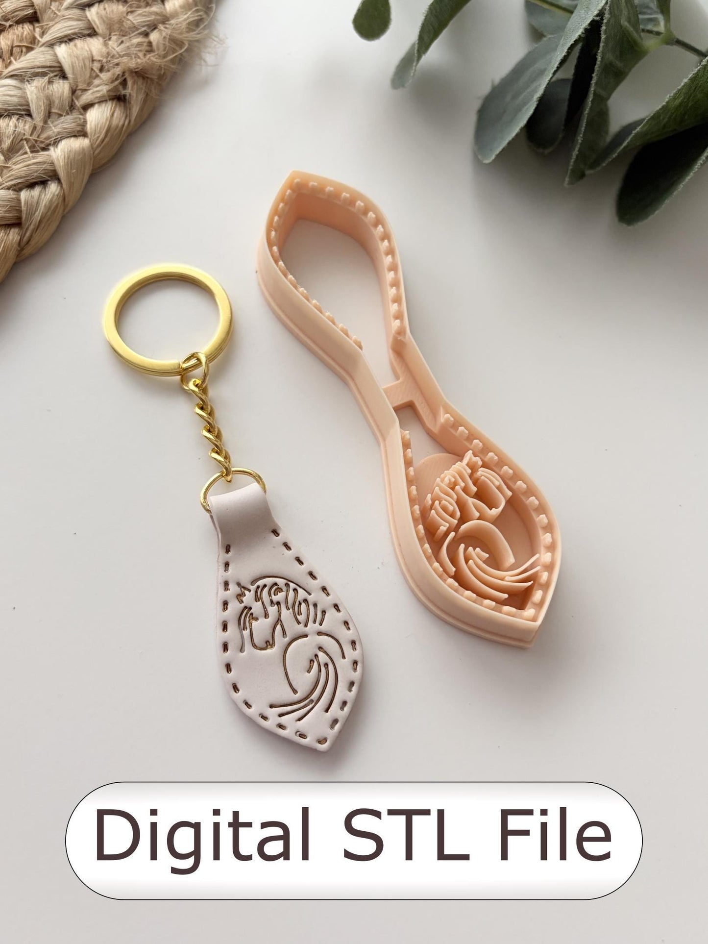 Cowgirl Embossed Horse Keyring Polymer Clay Cutter - Digital STL File