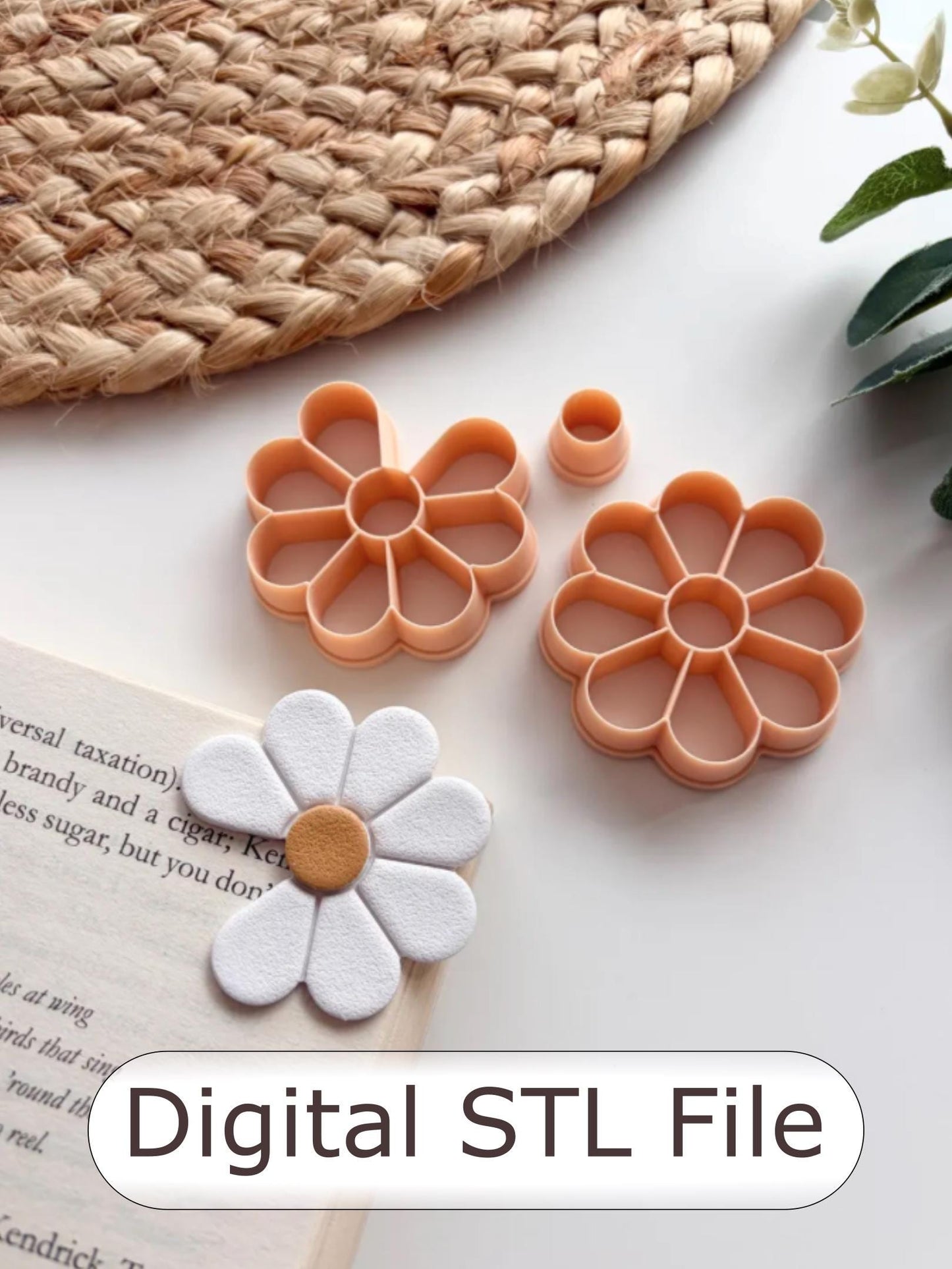 Full Daisy Corner Bookmark Polymer Clay Cutter - Digital STL File