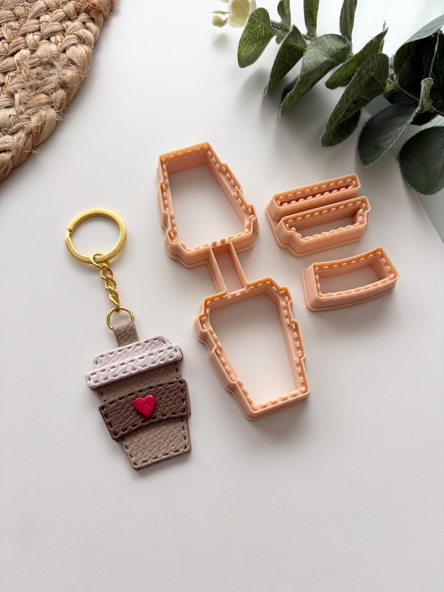 Takeaway Cup Coffee Keyring Polymer Clay Cutter