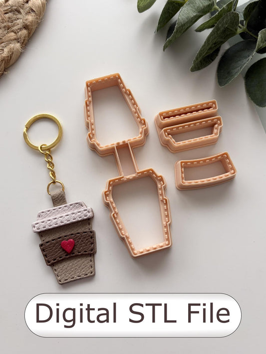 Coffee Takeaway Cup Keyring Polymer Clay Cutter - Digital STL File