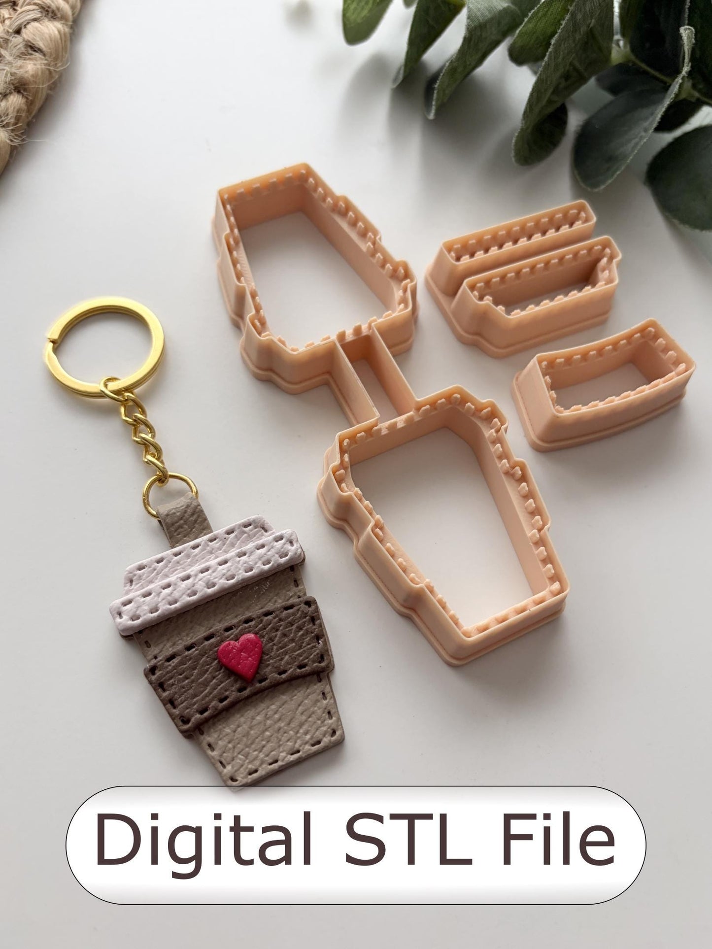Coffee Takeaway Cup Keyring Polymer Clay Cutter - Digital STL File