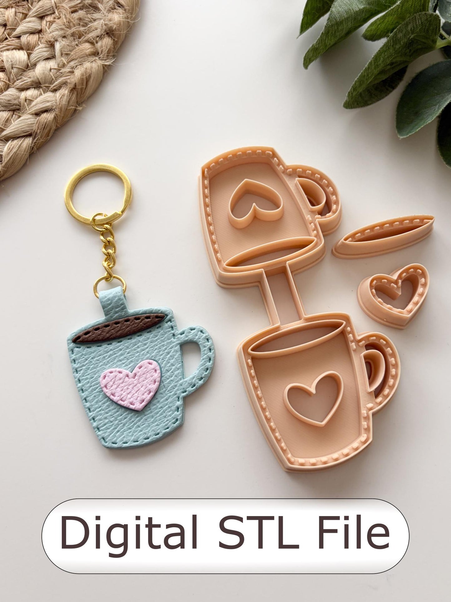 Coffee Mug Keyring Polymer Clay Cutter - Digital STL File