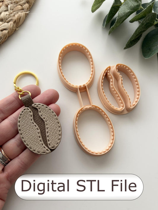 Coffee Bean Keyring Polymer Clay Cutter - Digital STL File