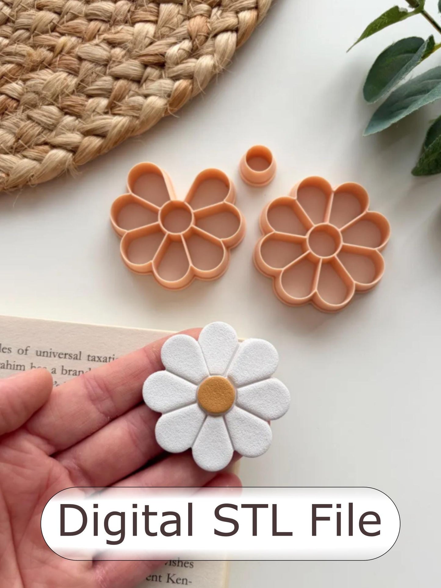 Full Daisy Corner Bookmark Polymer Clay Cutter - Digital STL File