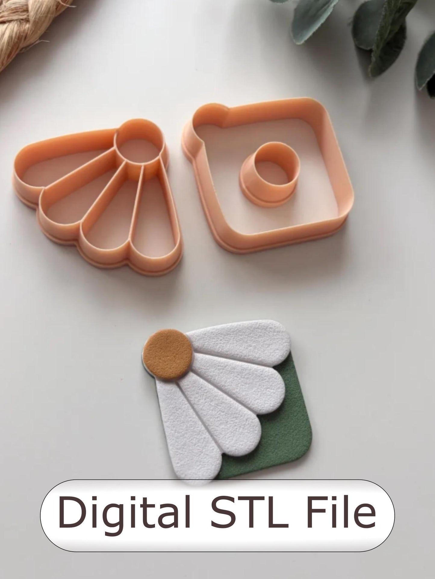 4 Petal Daisy Corner Bookmark Polymer Clay Cutter - Digital STL File