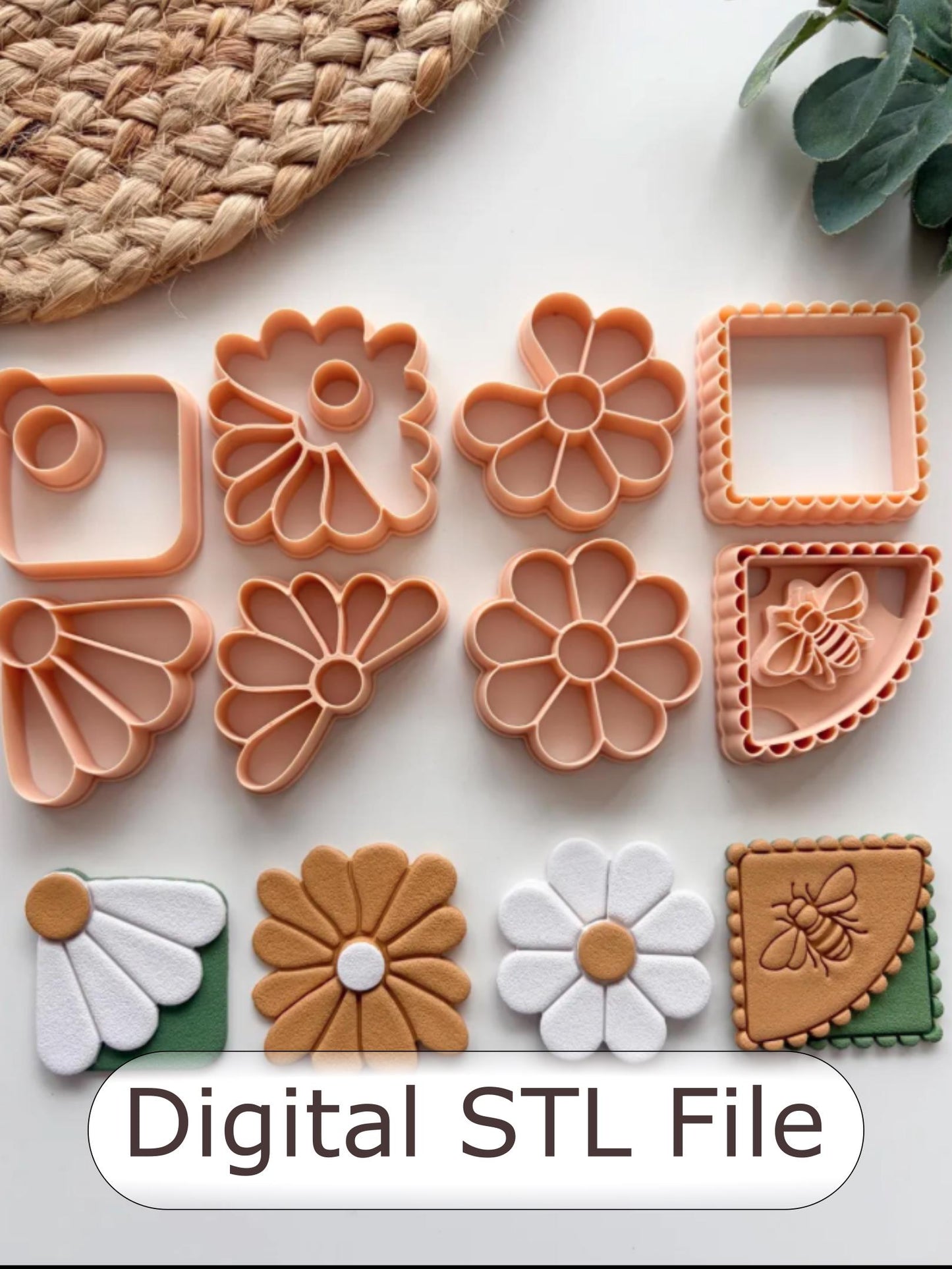 Floral Spring Corner Bookmark Bundle Polymer Clay Cutters - Digital STL File