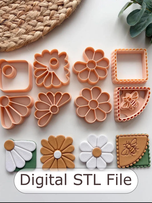 Floral Spring Corner Bookmark Bundle Polymer Clay Cutters - Digital STL File