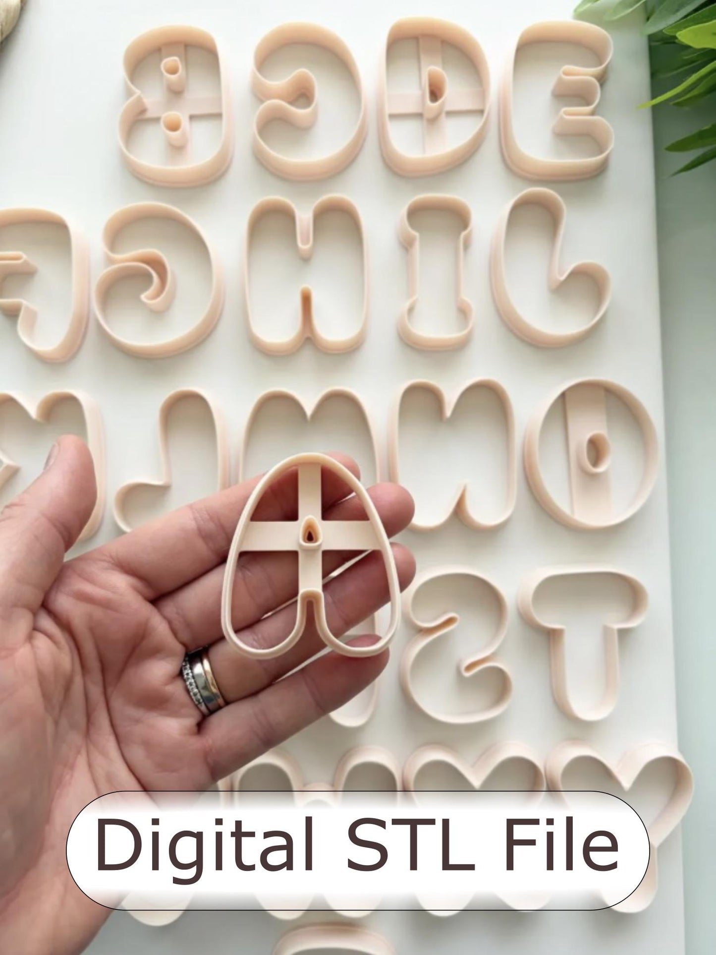 STL Files Bubble Alphabet Clay Cutters: Polymer Earring Making Tool (50mm)