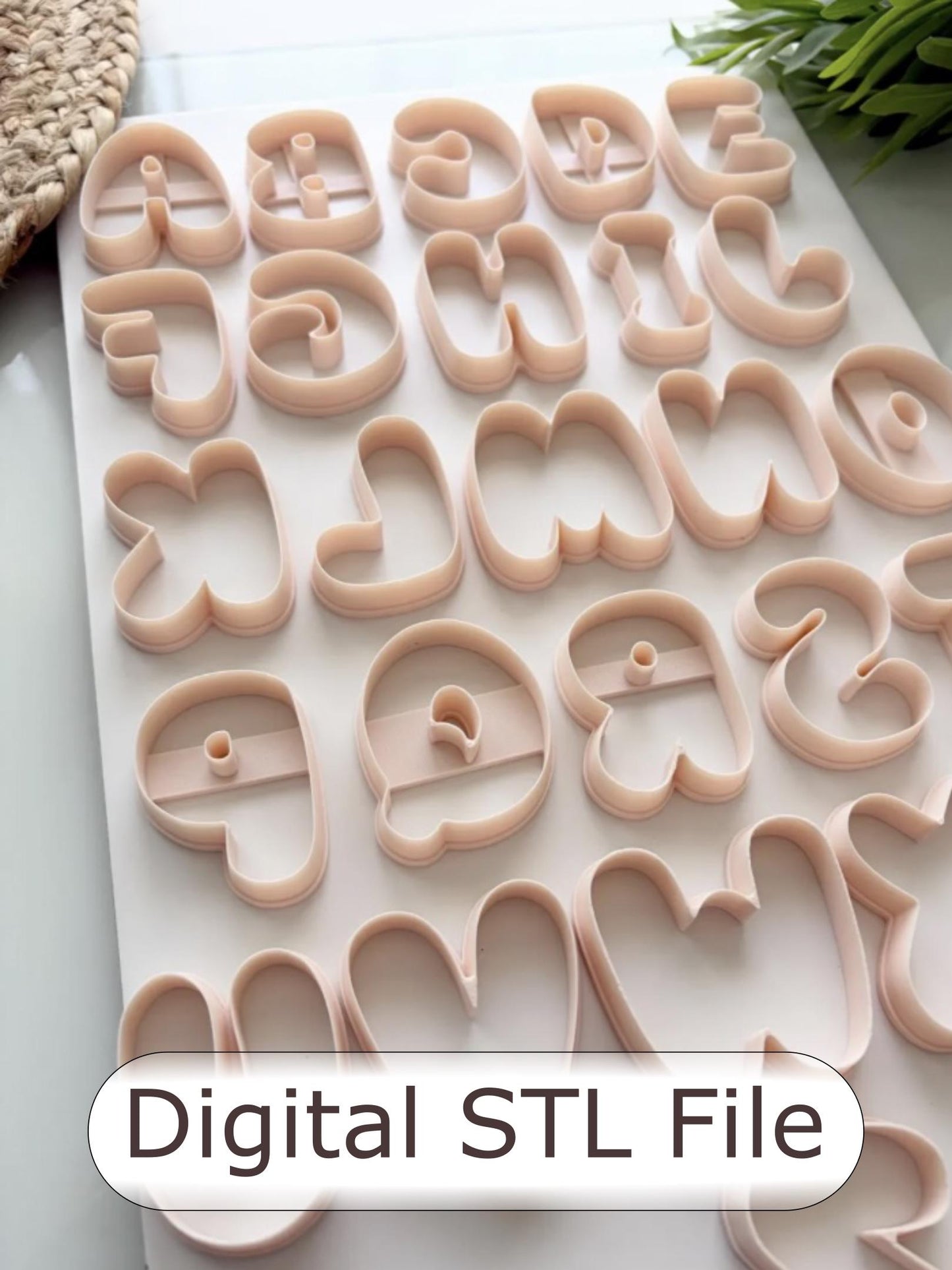 STL Files Bubble Alphabet Clay Cutters: Polymer Earring Making Tool (50mm)