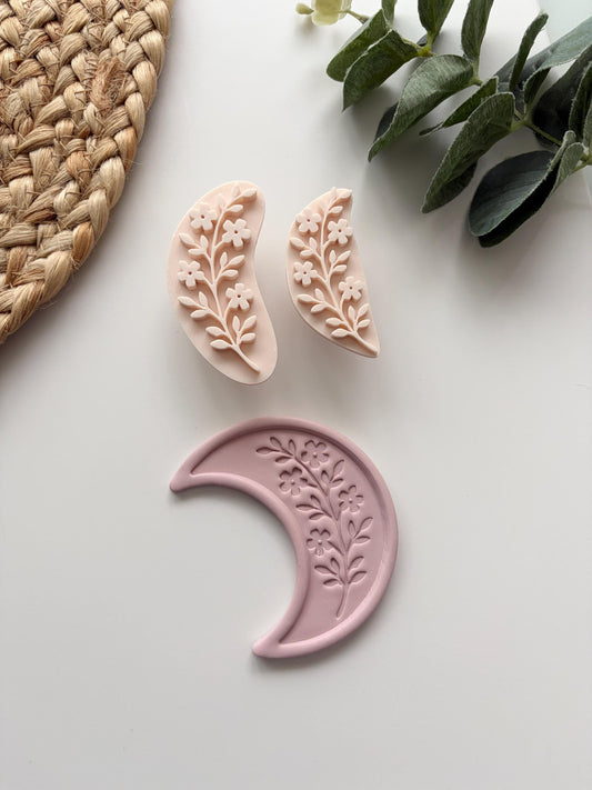 Floral Crescent Trinket Stamp: Polymer Clay Cutter, Jewelry & Earring Making Tools