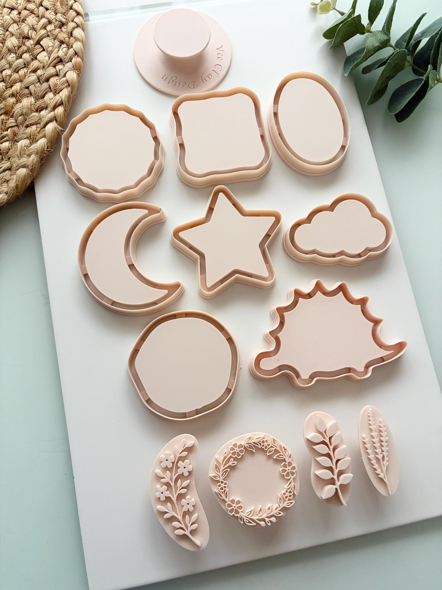 Flat Edge Trinket Dish, Stamp + Tool Bundle -  Polymer Clay Cutters - VeeClayDesign Shop