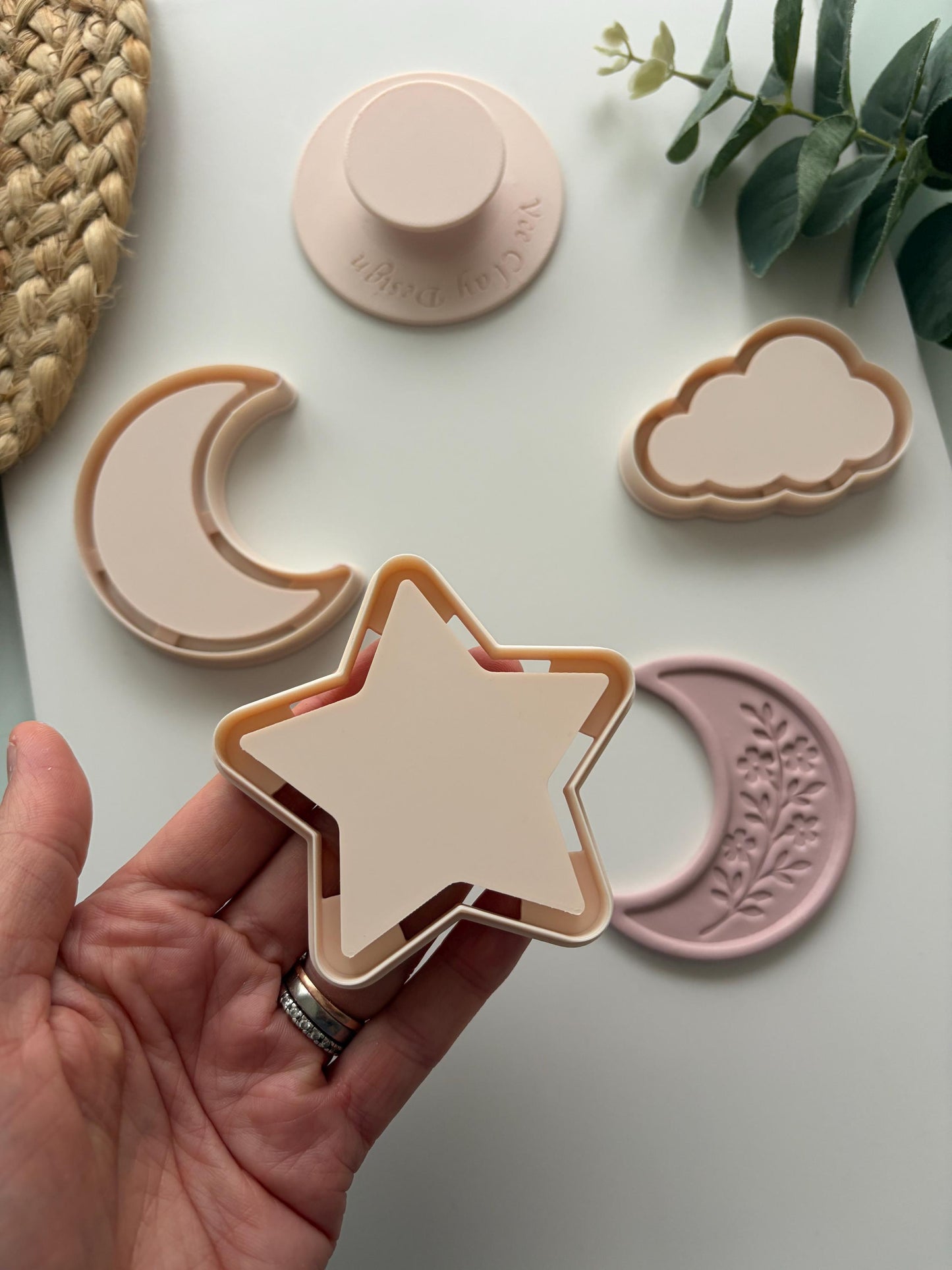 Moon, Star + Cloud Flat Edge Trinket & Jewellery Dish Polymer Clay Cutter - VeeClayDesign Shop
