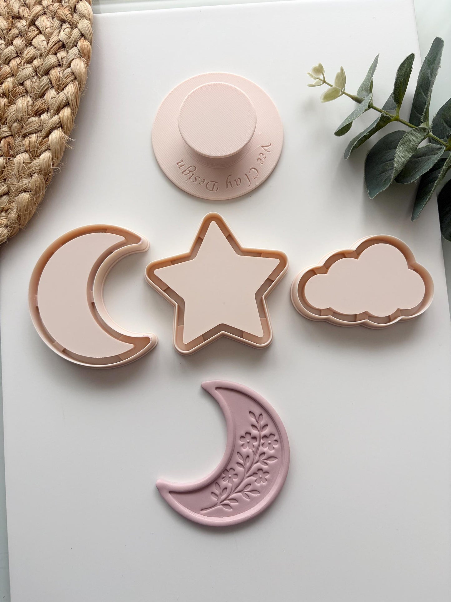 Moon, Star + Cloud Flat Edge Trinket & Jewellery Dish Polymer Clay Cutter - VeeClayDesign Shop