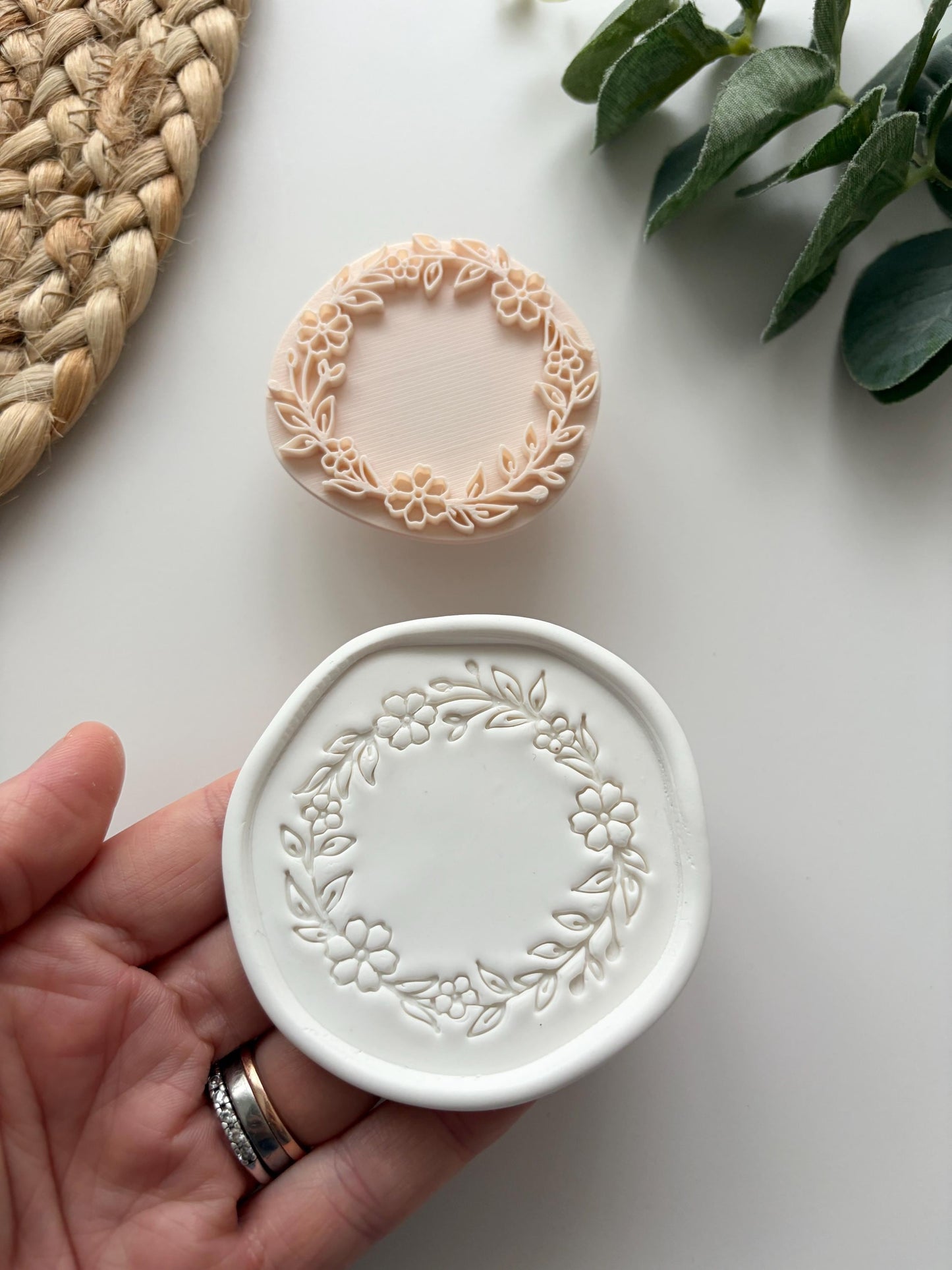DIGITAL STL Floral Circle Trinket Stamp: Polymer Clay Cutter, Jewelry & Earring Making Tools
