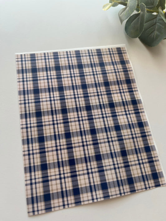 Gingham Navy Image Transfer Paper