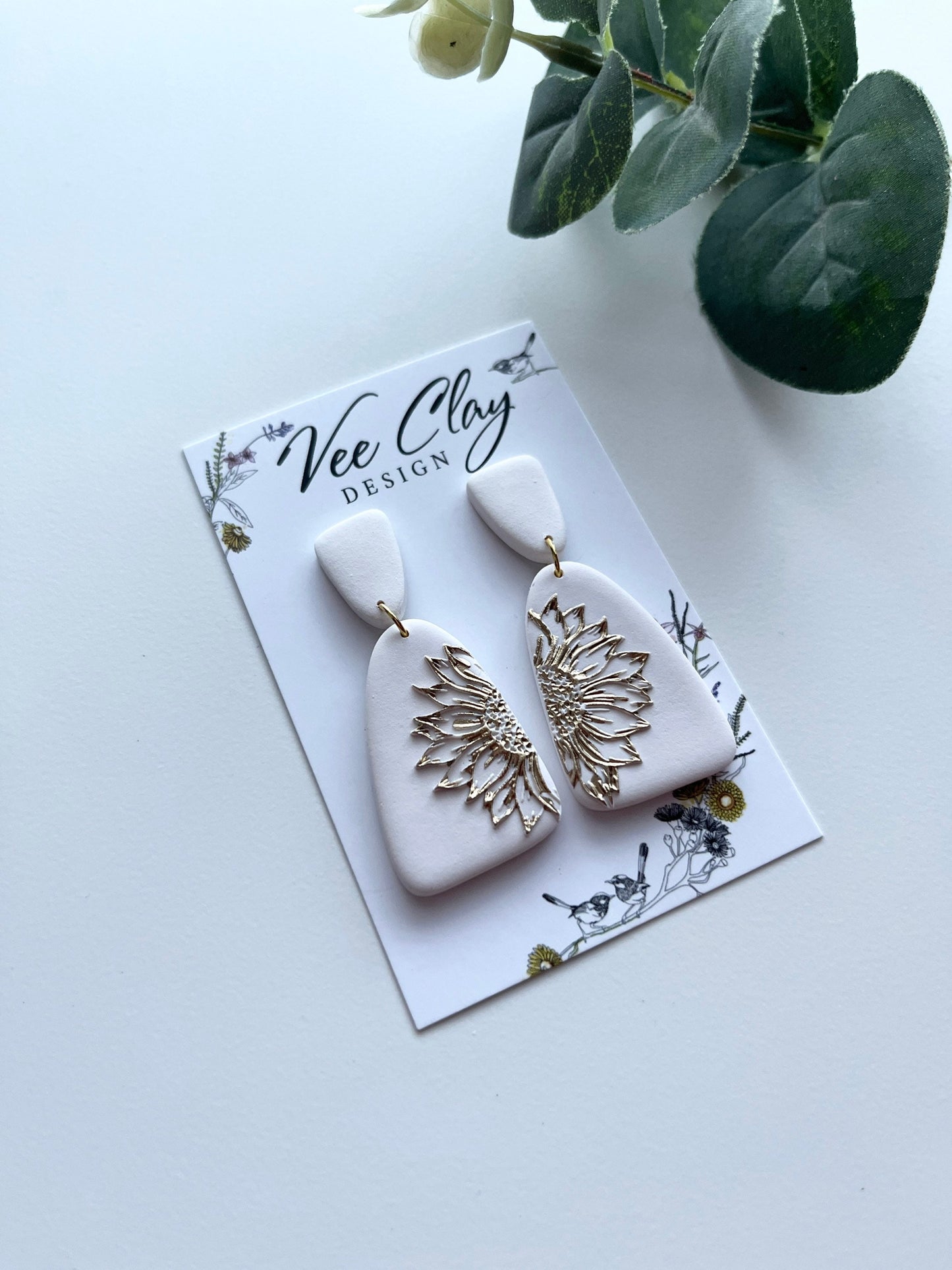 White Sunflower Earrings