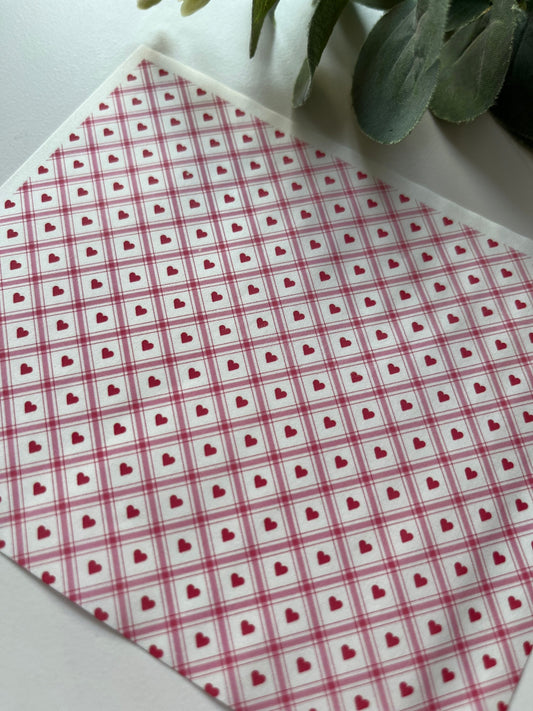 Pink Gingham Hearts Image Transfer Paper