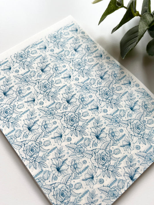 Navy Blooms Image Transfer Paper
