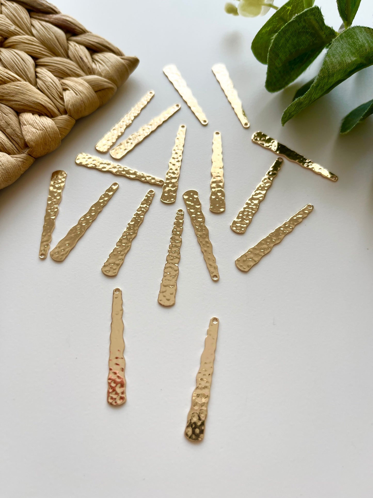 Hammered Brass Dangle Charms