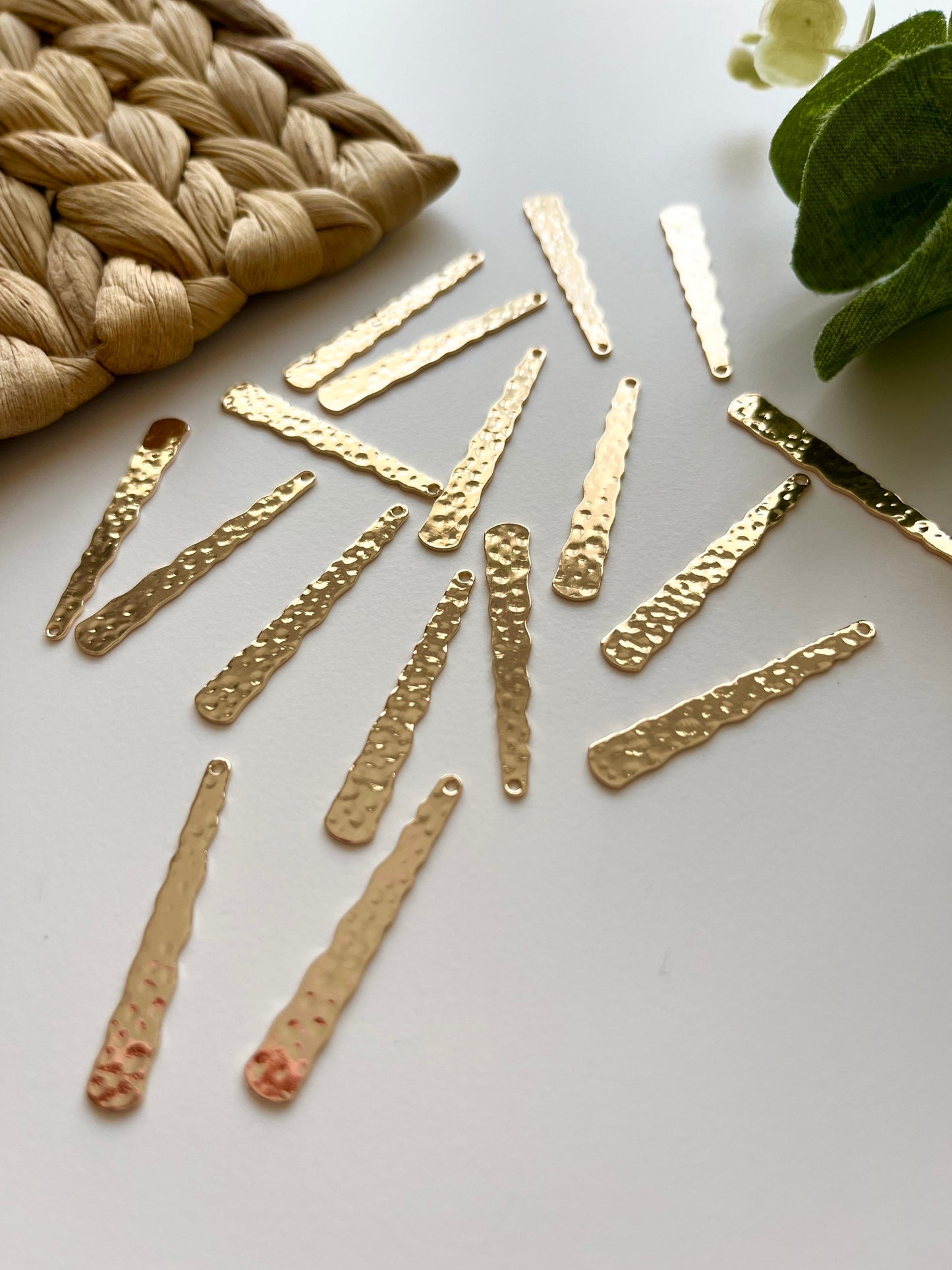 Hammered Brass Dangle Charms