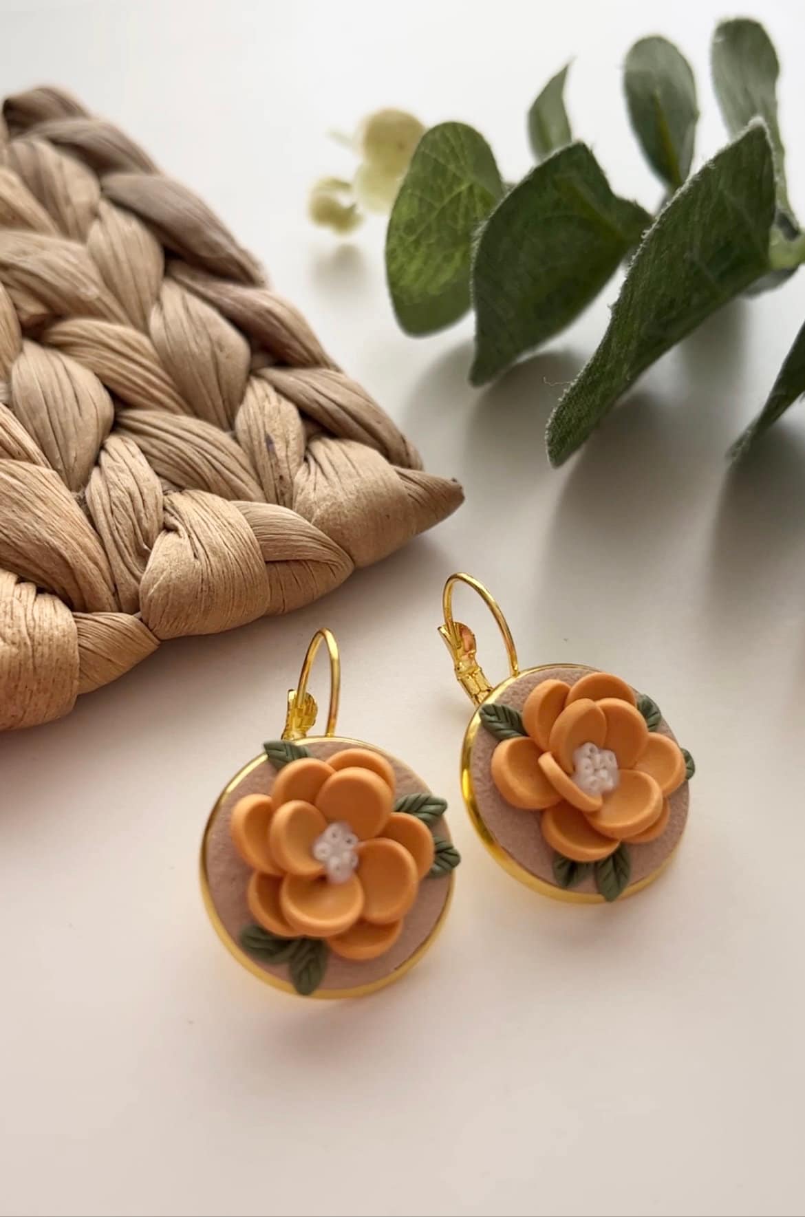 French Hoop Clay Earrings