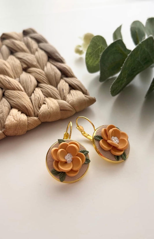 French Hoop Clay Earrings